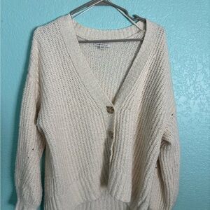 American Eagle Outfitters Cream Knit Cardigan